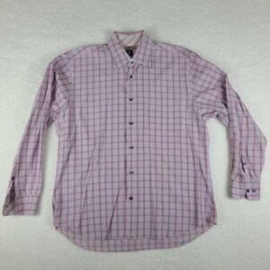Robert Talbott Dress Shirt Mens‎ Large Blue Purple White Plaid Button Up